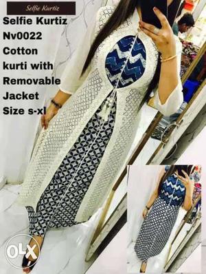 Selfi Kurti Satin Fabric with removable jacket