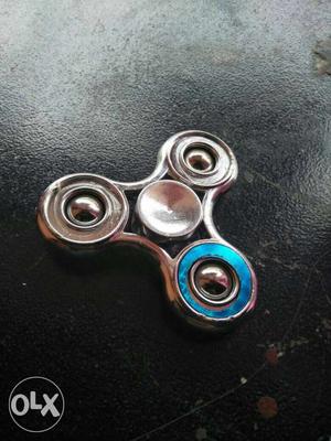 Silver And Blue Tri Hand Spinner