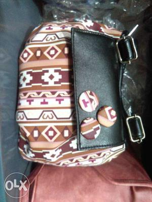 White, Black And Brown Shoulder Bag