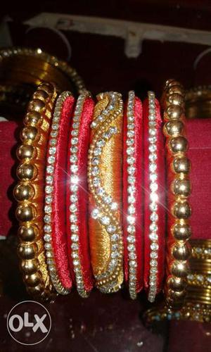 Beautiful fancy thread bangles. Can be rearranged