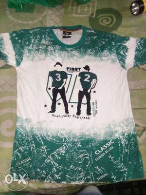 Cool whitest & green formal t-shirt..