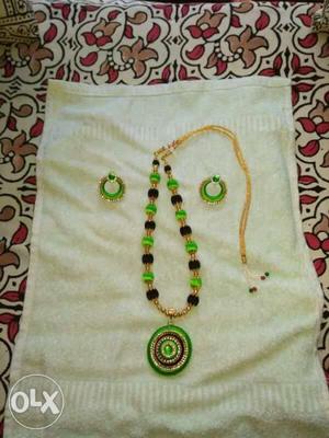 Green, Black, And Gold Necklace