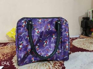 Multi Minnie Mouse Print Purple Tote Bag