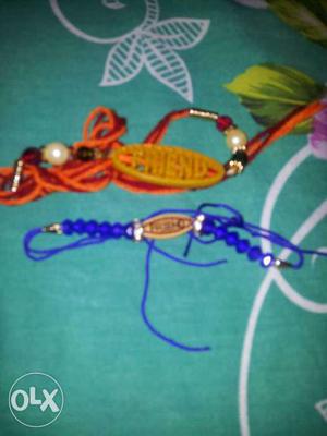 Orange And Blue Beaded Bracelets