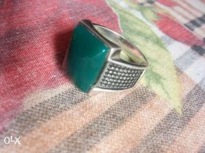 Original silwer ring 92.5%..Akik Stone with green