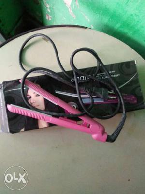 Pink And Black Flat Hair Iron With Box