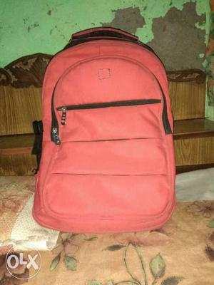 Red School Bag Black Zip