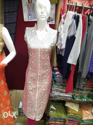Soft cotton fully embroidered chudi suit. Wid