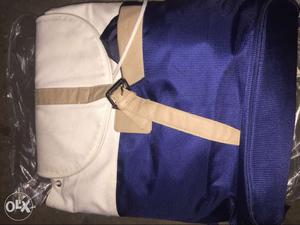 White And Blue Bucket Backpack by pepe jeans london