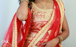 Women's Red And Beige Traditional Dress