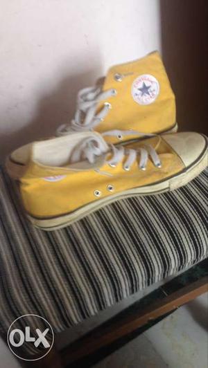 Yellow And White Converse All-Star High-top Sneakers