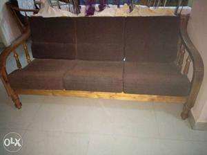 3 seater & 2 single seater wooden sofa with
