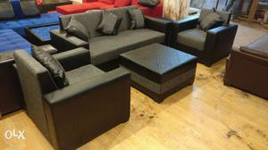 3+1+1 black and grey sofa with center table  price