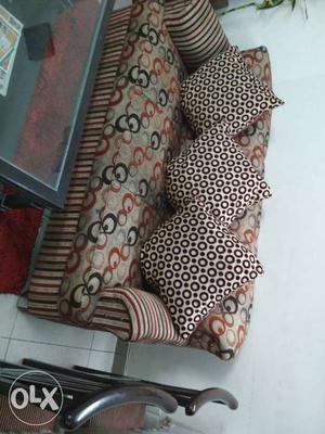 5 seater Sofa with cushions, comfortable in