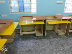 6 sold wood computer tables