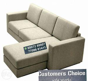 Beige Suede Sectional Sofa