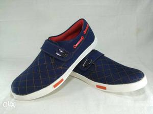 Blue-red-white Velcro Strap Slip-on Dress Shoes (size 7,8,9)