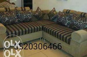 Brand new off white black stripe sectional sofa
