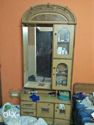 Brown And Beige Wooden Dressing Mirror + cubard..