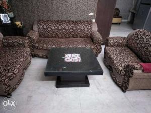 Brown Padded Couch Set