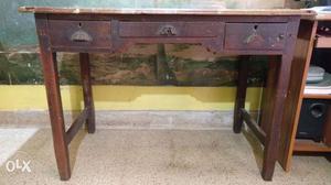 Brown Wooden Desk With Drawers