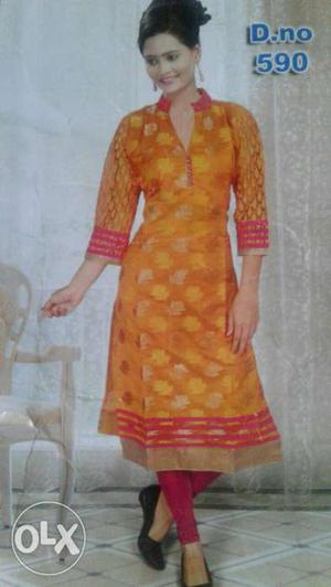 Chanderi Silk net Sleeves designer kurtis Buy 1