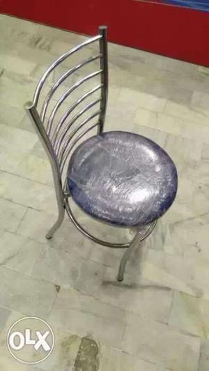 Chrome Framed blue & redLeather Cushion Chairs per chair