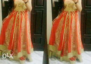 Gold And Orange Sleeveless Dress