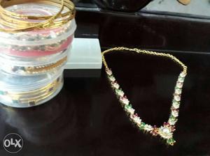 Gold Necklace With Gemstones
