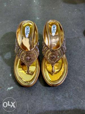 Gold-color Leather Flats