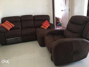 Imported fabric corner sofa with recliner