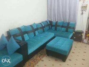 L shape sofa lounge with 2 footrest seating