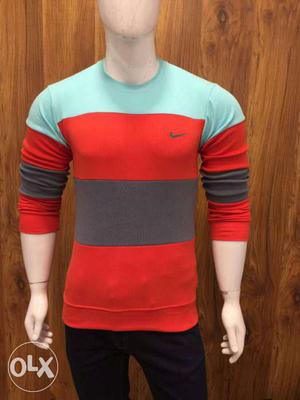 Men's Blue Red And Gray Long Sleeves