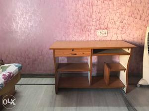 Rectangular Brown Wooden Desk With Drawer