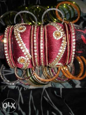 Red And Silver Bangle Bracelet