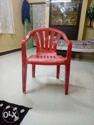 Red Plastic Monobloc Armchair