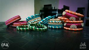 Silk thread bangles, necklace, earrings order thi