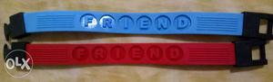 Two Blue And Red Friend Rubber Bands