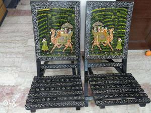 Two new black Rajasthani style Chairs