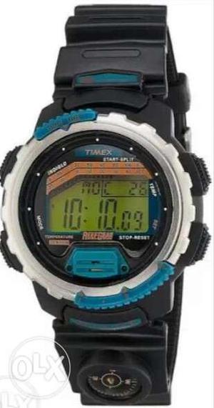 URJENT SELLRound Silver Digital Watch With Black Band(TIMEX