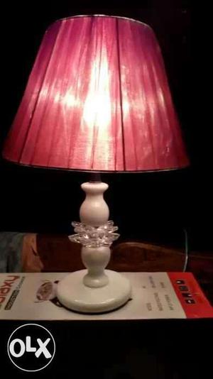 White Ceramic Based Pink Lampshade Table Lamp