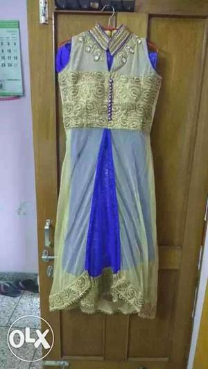 Women's Beige And Blue Dres
