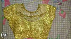 Women's Gold Glittered Choli Blouse