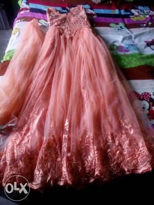 Women's Pink Floral Sheer Ball Dress