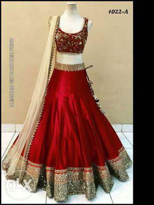 Women's Red And Gold-colored Ghagra Choli