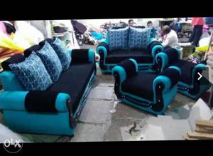 4-piece Of Blue Padded Sofa Set