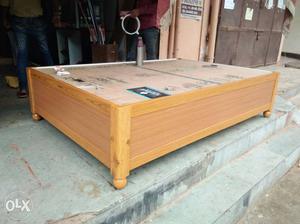 Beige Wooden Bed Base