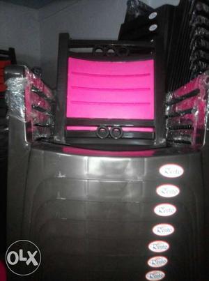 Black And Pink Plastic Chair