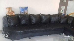 Black leather comfortable 10seater sofa in L
