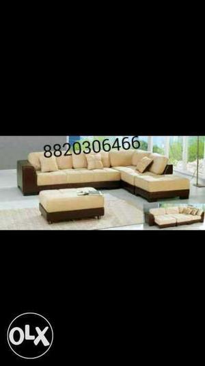 Brand new off white brown sectional sofa
